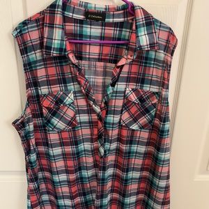 2X Plaid button up Tank